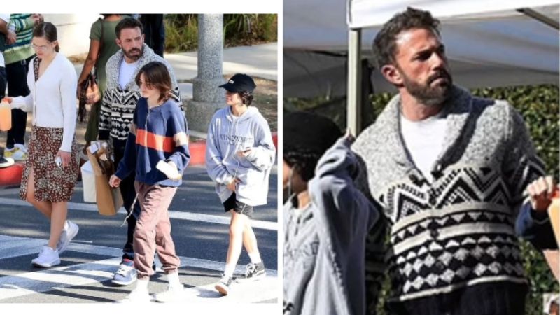 Ben Affleck luce un look chic de invierno mientras lleva a los niños a un viaje al mercado