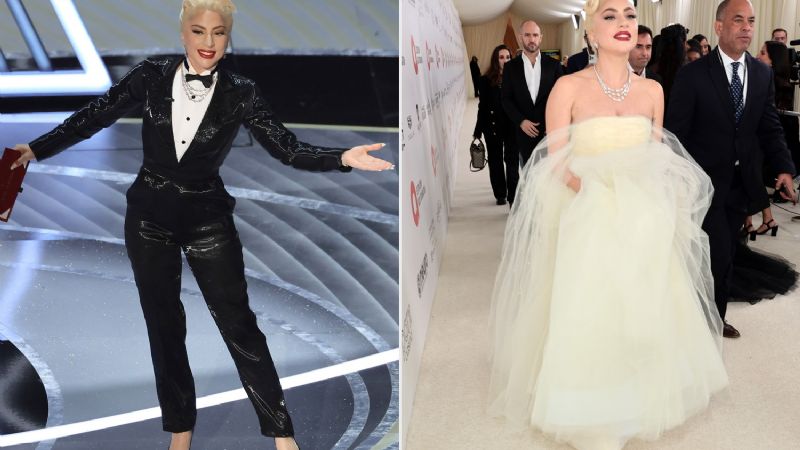 Óscar 2022: Lady Gaga sorprende al público con un esmoquin negro con lentejuelas