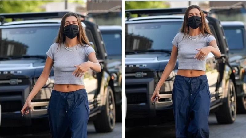 Hailey Bieber deja a todos boquiabiertos mientras hace alarde de sus abdominales tonificados