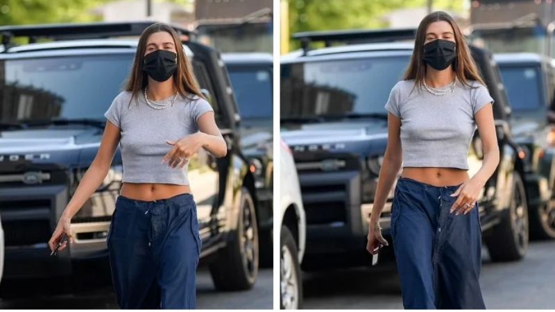 Hailey Bieber deja a todos boquiabiertos mientras hace alarde de sus abdominales tonificados